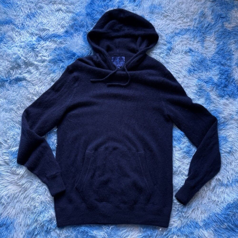 Martin + Osa Vintage Y2K Navy Cashmere Hooded Sweater Size L